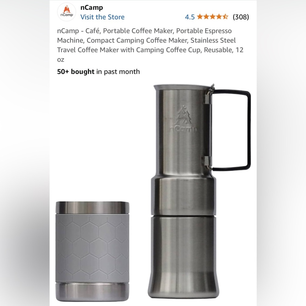 nCamp cafe coffee maker makes espresso style coffee New